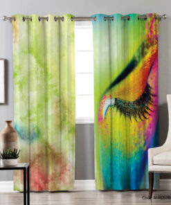 پرده پانچی دو تکه مدل چشم