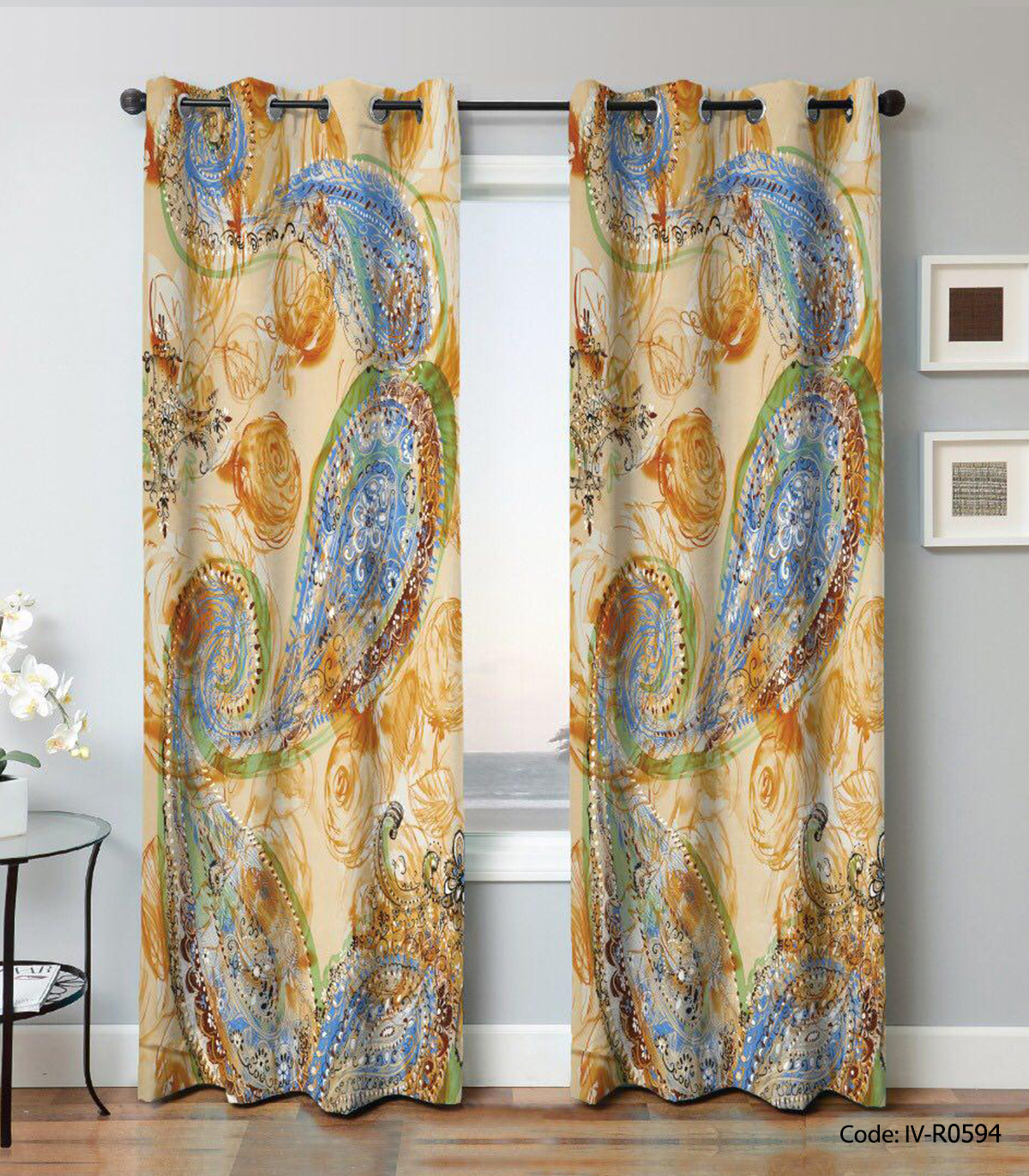 پرده پانچی طرح دار مدل هنری