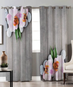 پرده پانچی دو تکه مدل ارکیده سفید