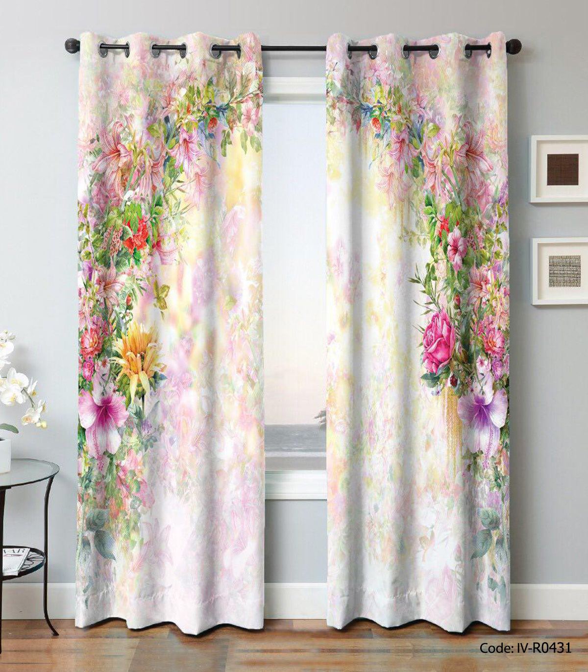 پرده پانچی دو تکه مدل بهارستان