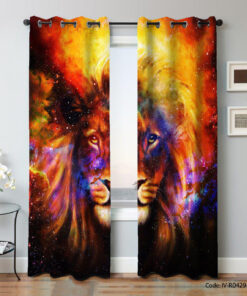 پرده رنگارنگ پانچی مدل شیر