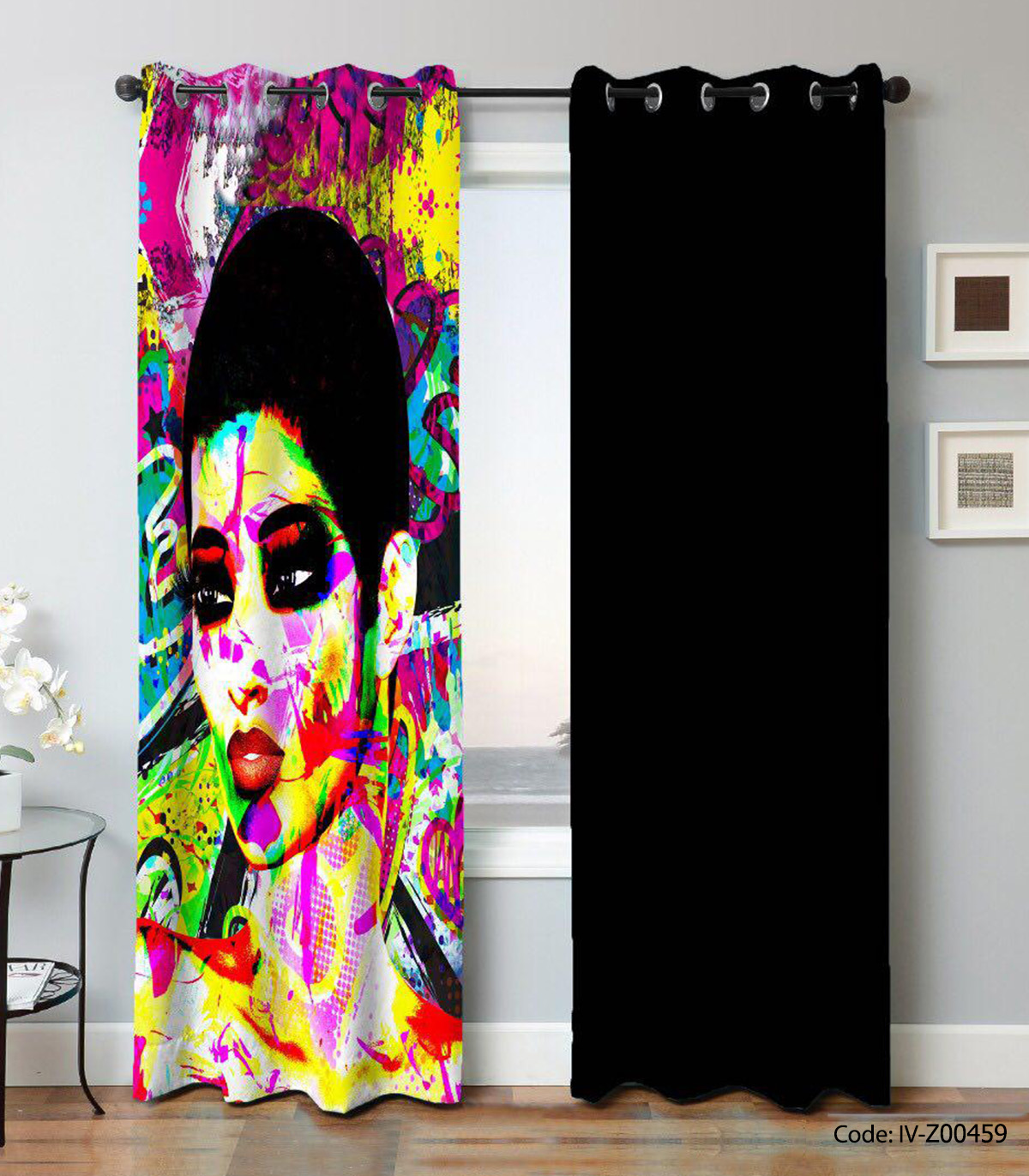 پرده دو تکه پانچی مدل کوبیسم