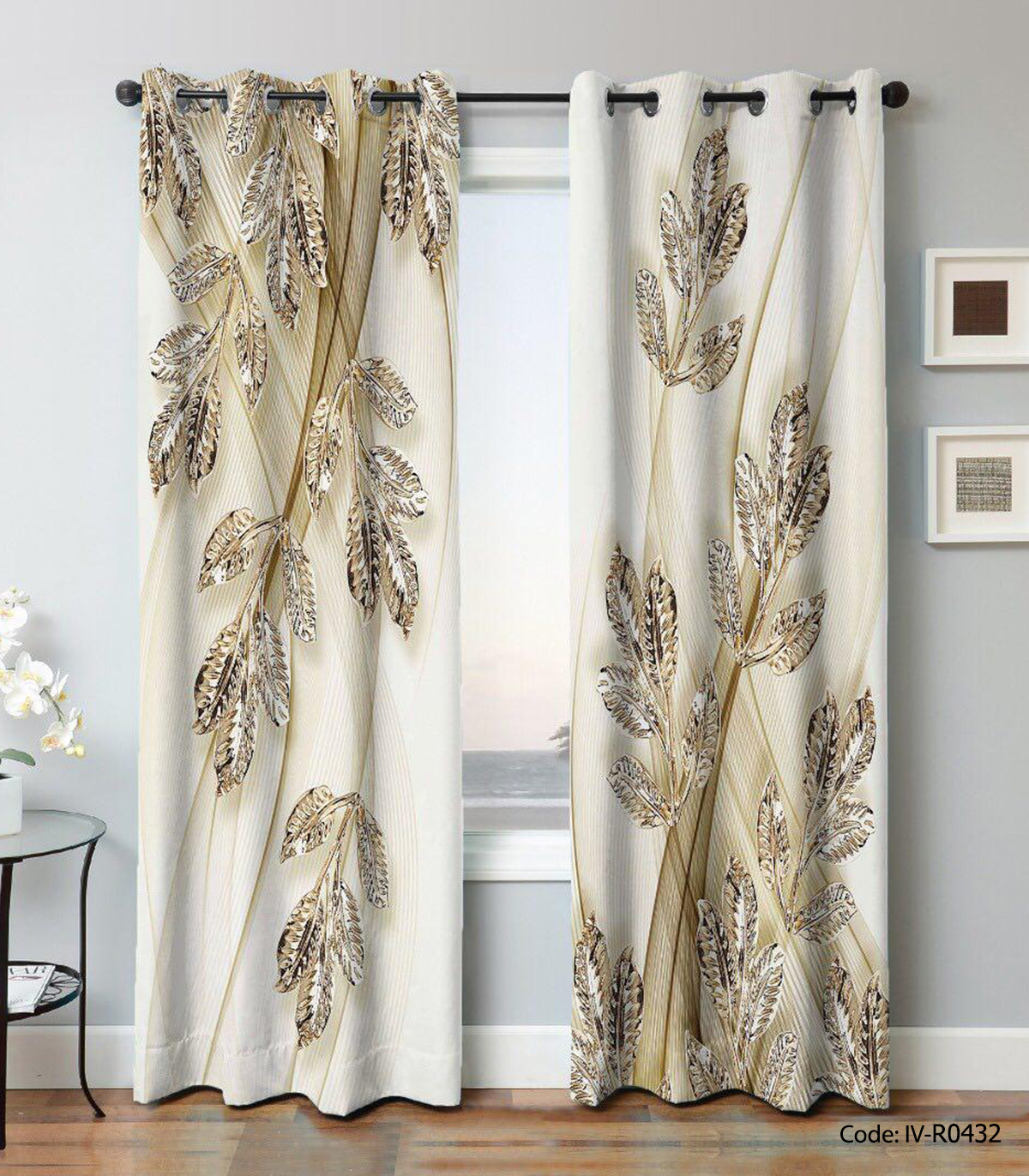 پرده دو تکه اتاق پذیرایی پانچی مدل کریستال