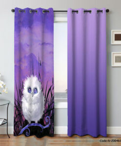 پرده دو تکه پانچی مدل جغد سفید