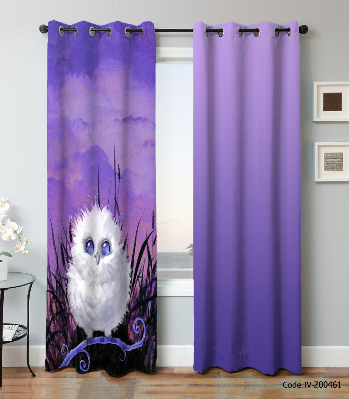 پرده دو تکه پانچی مدل جغد سفید