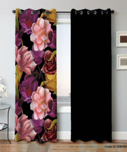 پرده گلدار پانچی مدل گل درشت