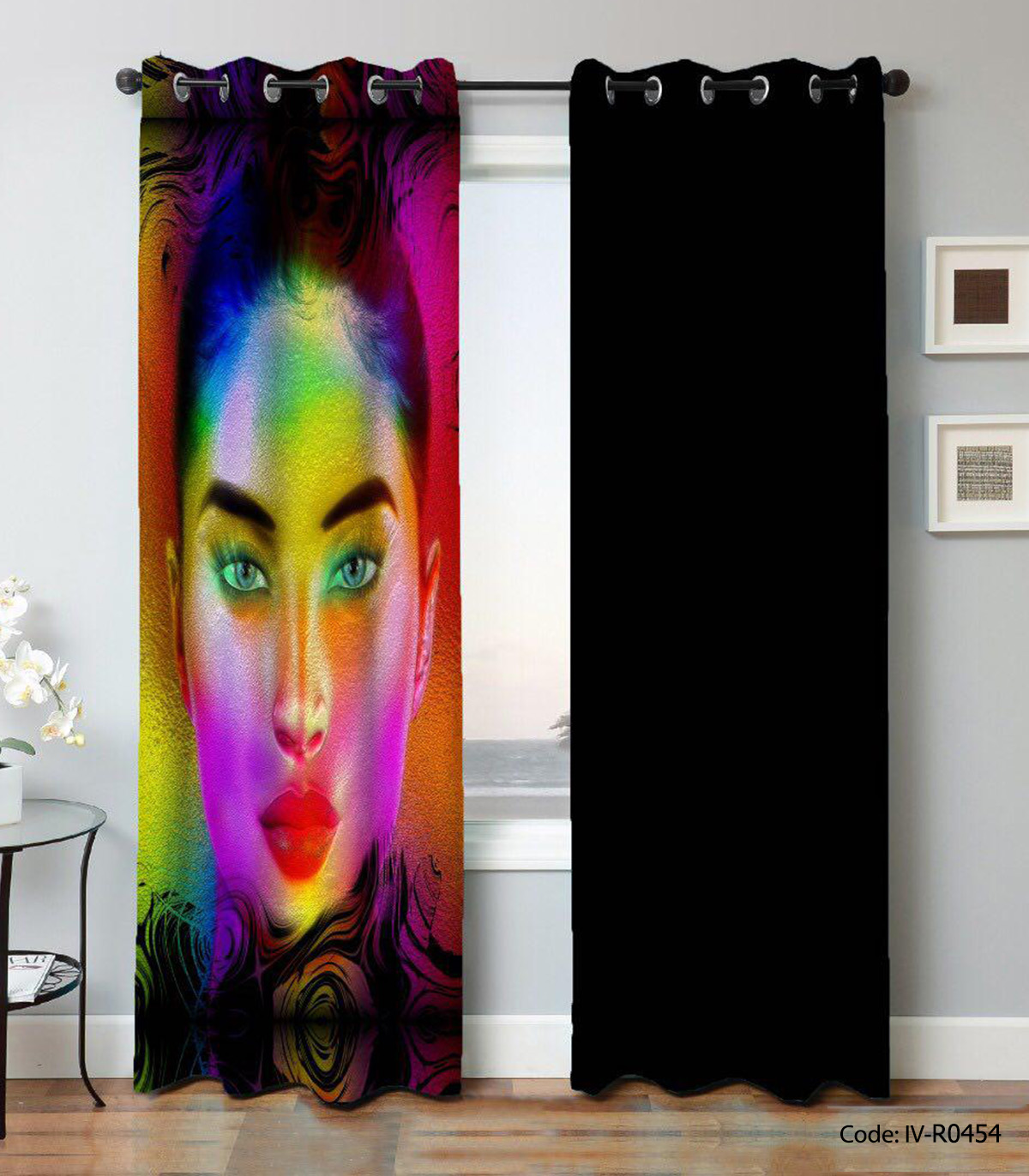 پرده دو تکه پانچی فانتزی مدل FACE