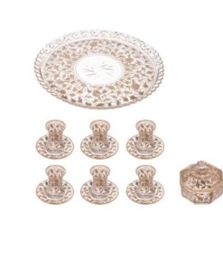 سرویس چایی خوری طرح نوروزی 14پارچه با طرح های طلایی