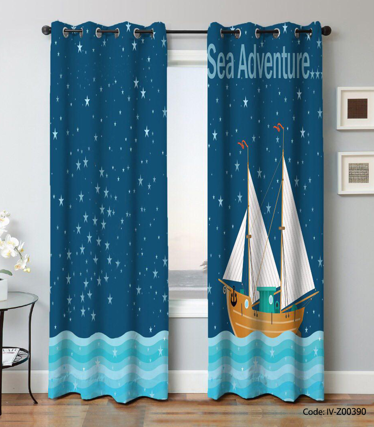 پرده پانچی اتاق کودک مدل SEA ADVENTURE