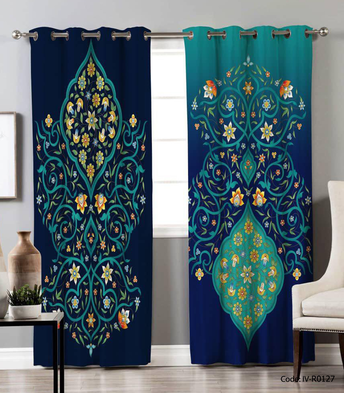 پرده پانچی طرح سنتی مدل ترنج