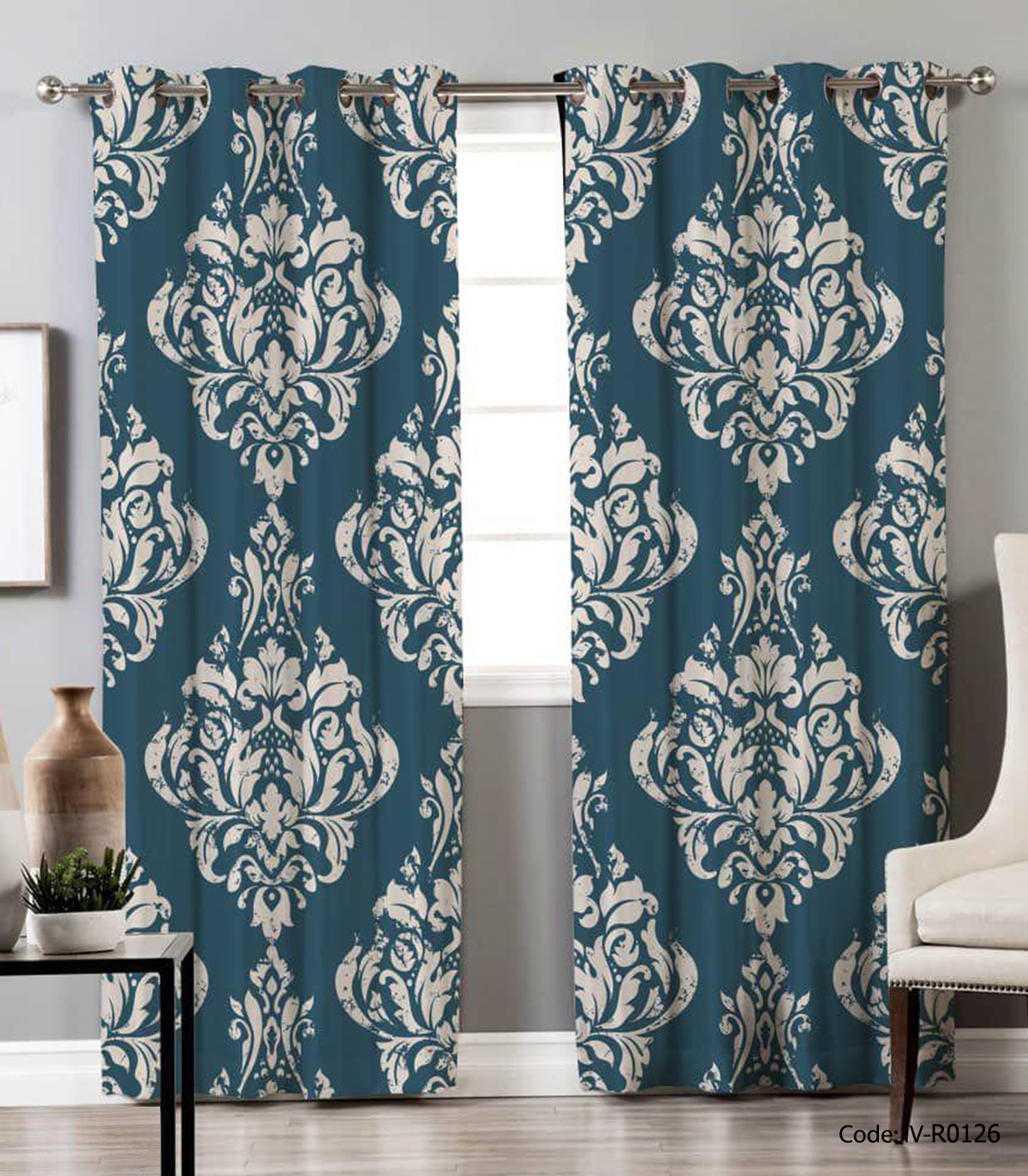 پرده پانچی دو تکه اتاق پذیرایی مدل 126