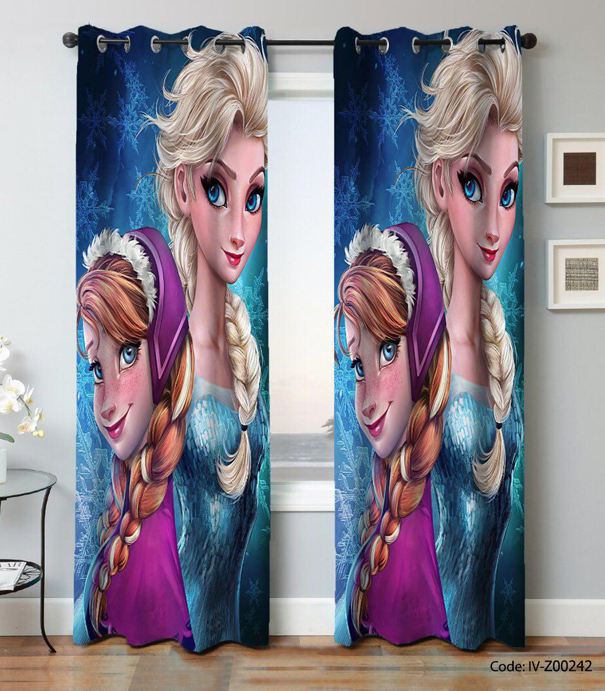 پرده پانچی اتاق کودک مدل السا و آنا