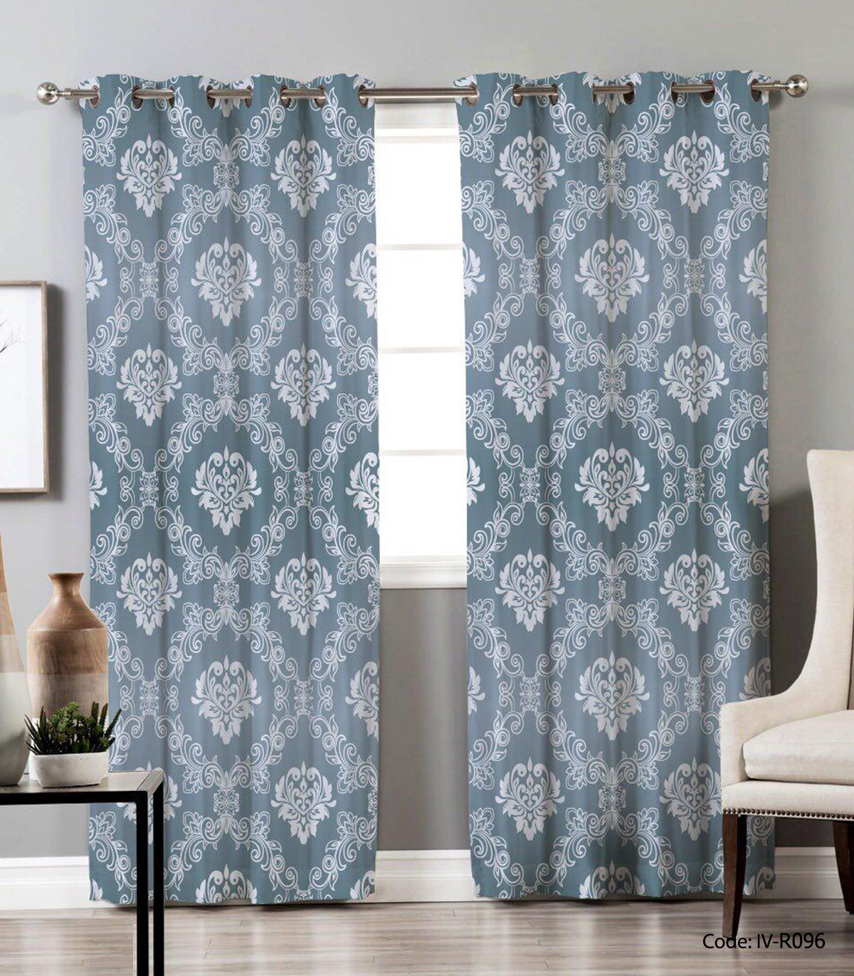 پرده دو تکه پانچی اتاق پذیرایی مدل 096