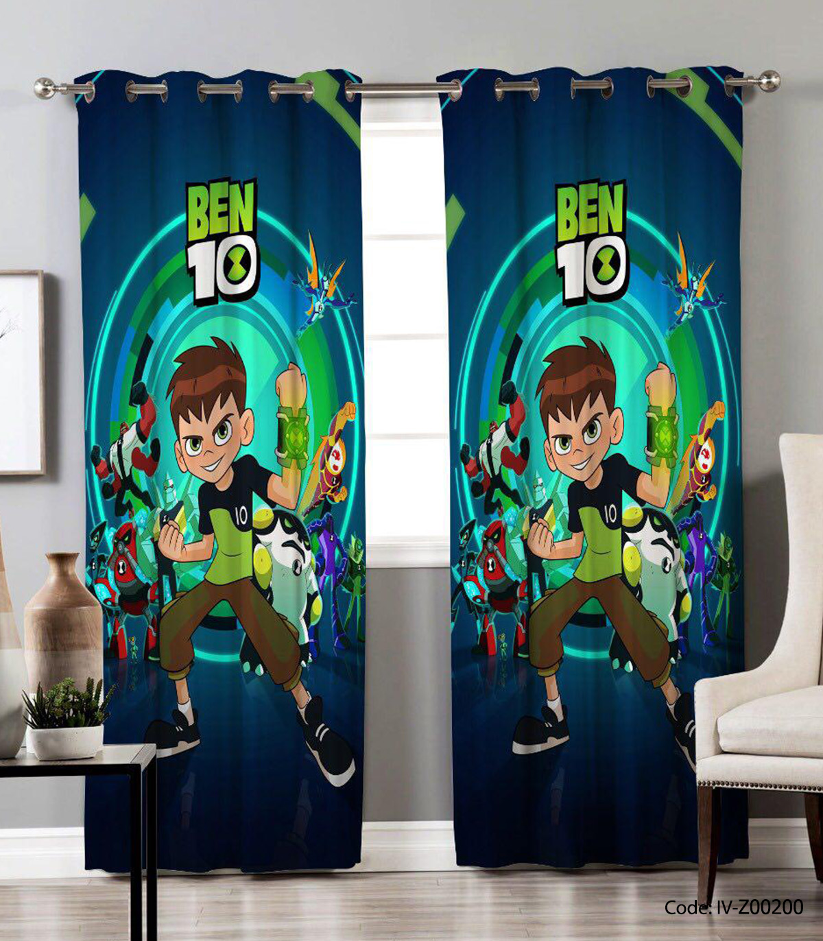 پرده پانچی پسرانه مدل BEN 10