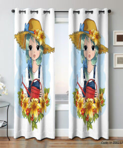 پرده پانچی اتاق کودک مدل دختر باغبان