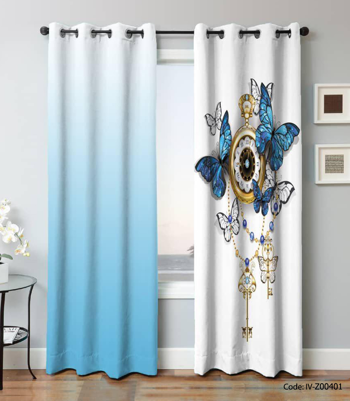 پرده پانچی دو تکه مدل زمان