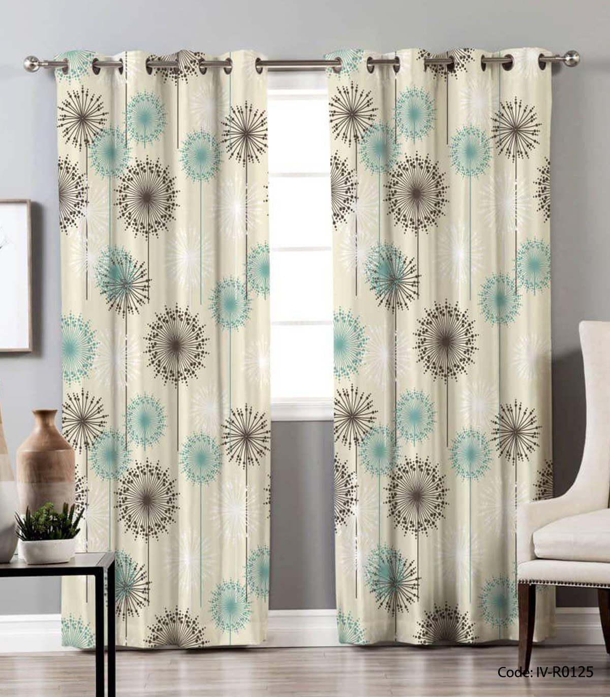 پرده پانچی دو تکه مدل قاصدک