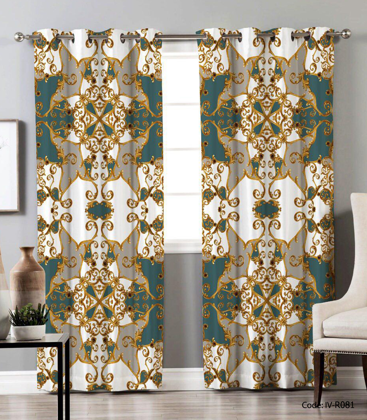 پرده پانچی دو تکه کلاسیک مدل آرتاکوانا