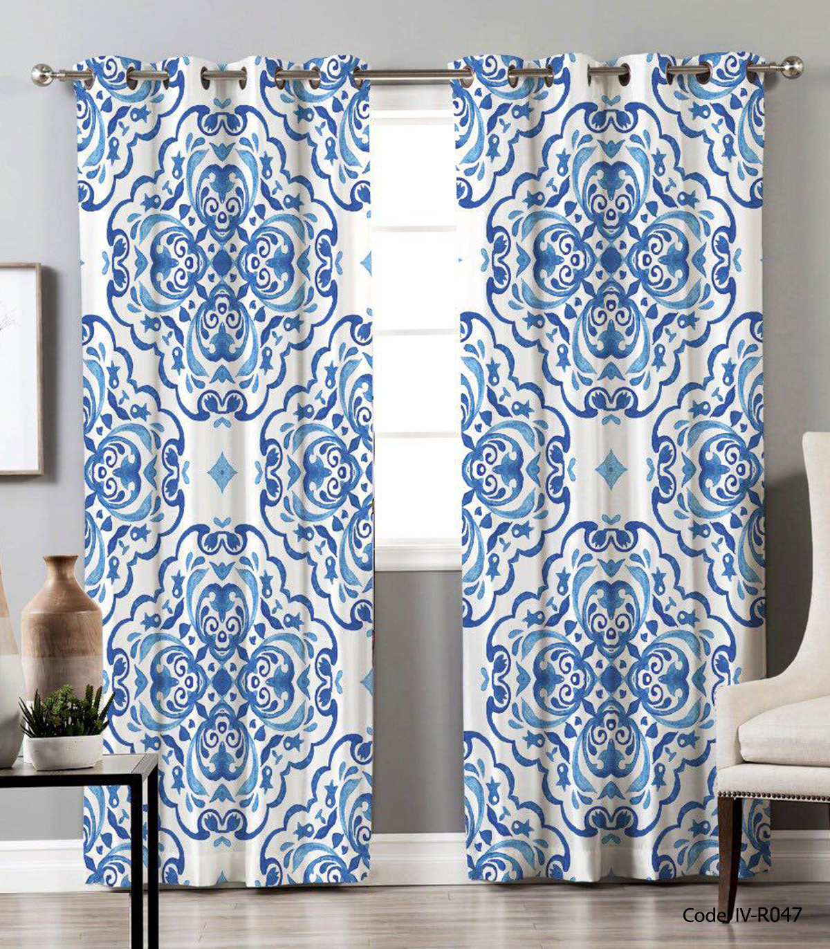 پرده پانچی اتاق پذیرایی مدل کنابد