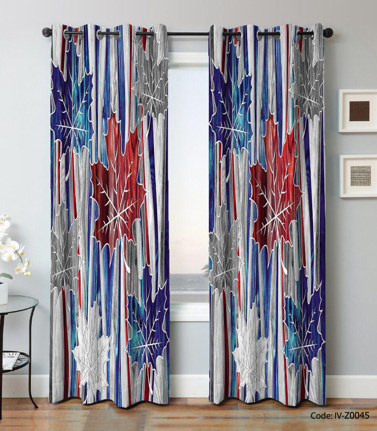 پرده پانچی دو تکه مدل پاییز