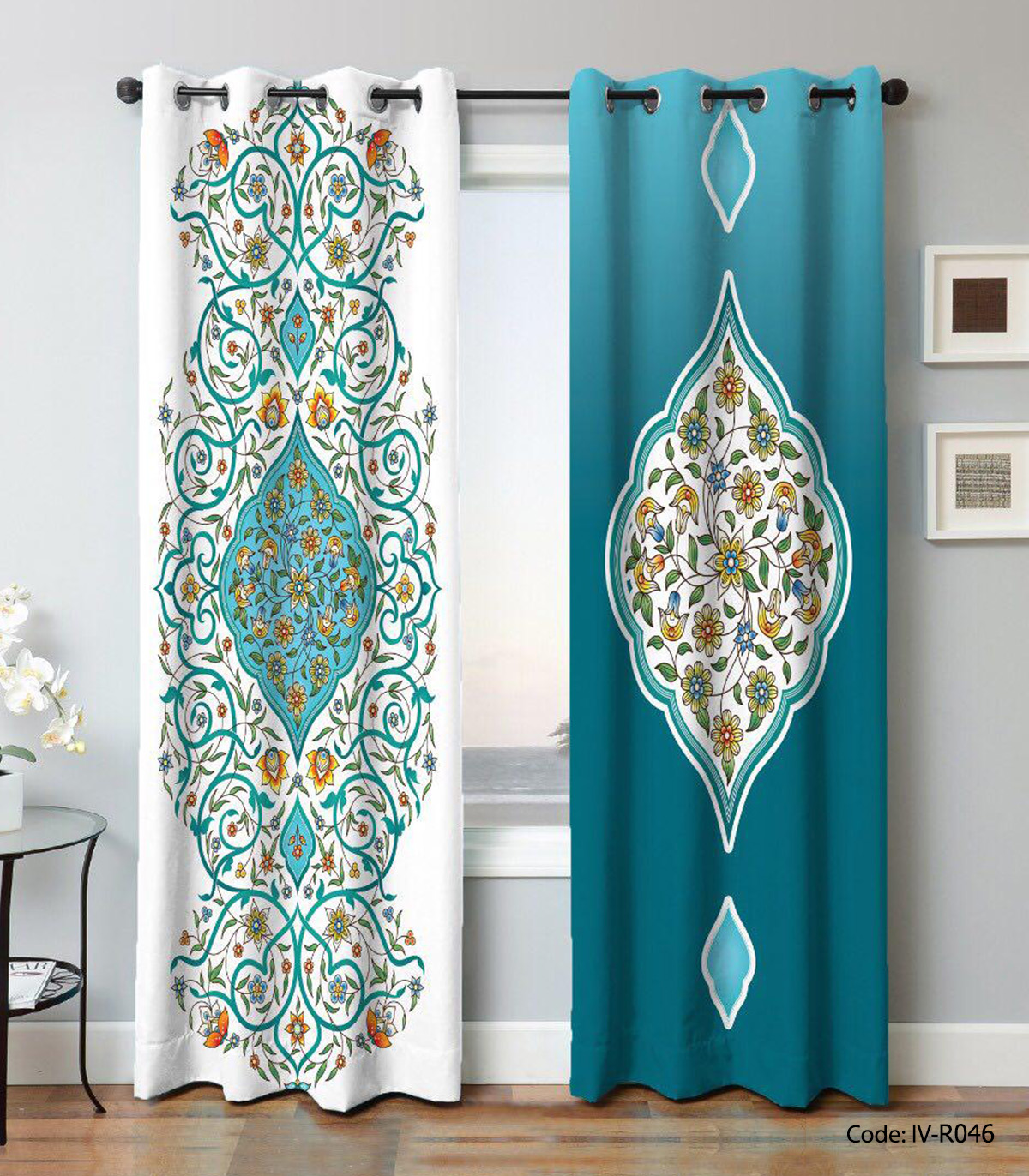 پرده پانچی اتاق پذیرایی 2 تکه مدل پرتیکان