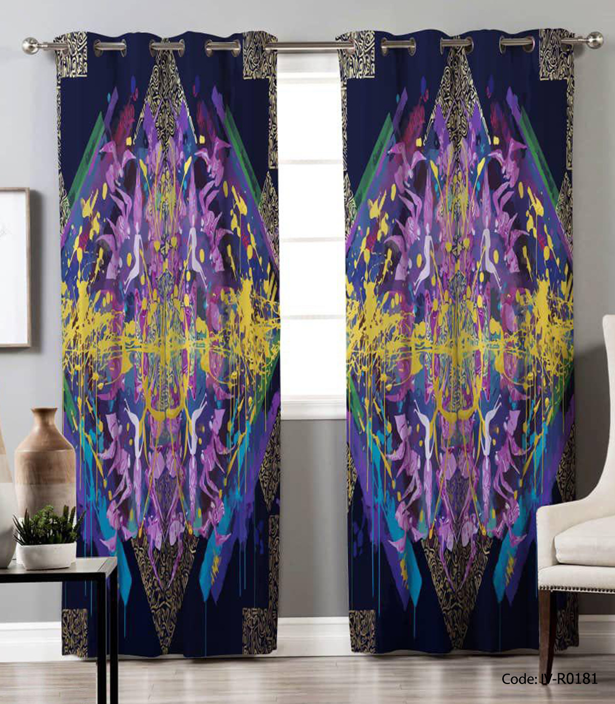 پرده پانچی اتاق پذیرایی مدل کوبیسم