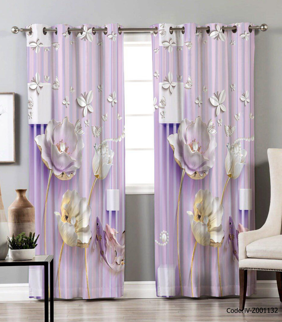 پرده پانچی دو تکه پذیرایی مدل پرواز