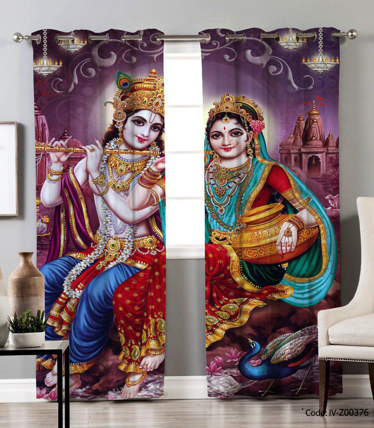 پرده پانچی 2 تکه مدل هندوستان