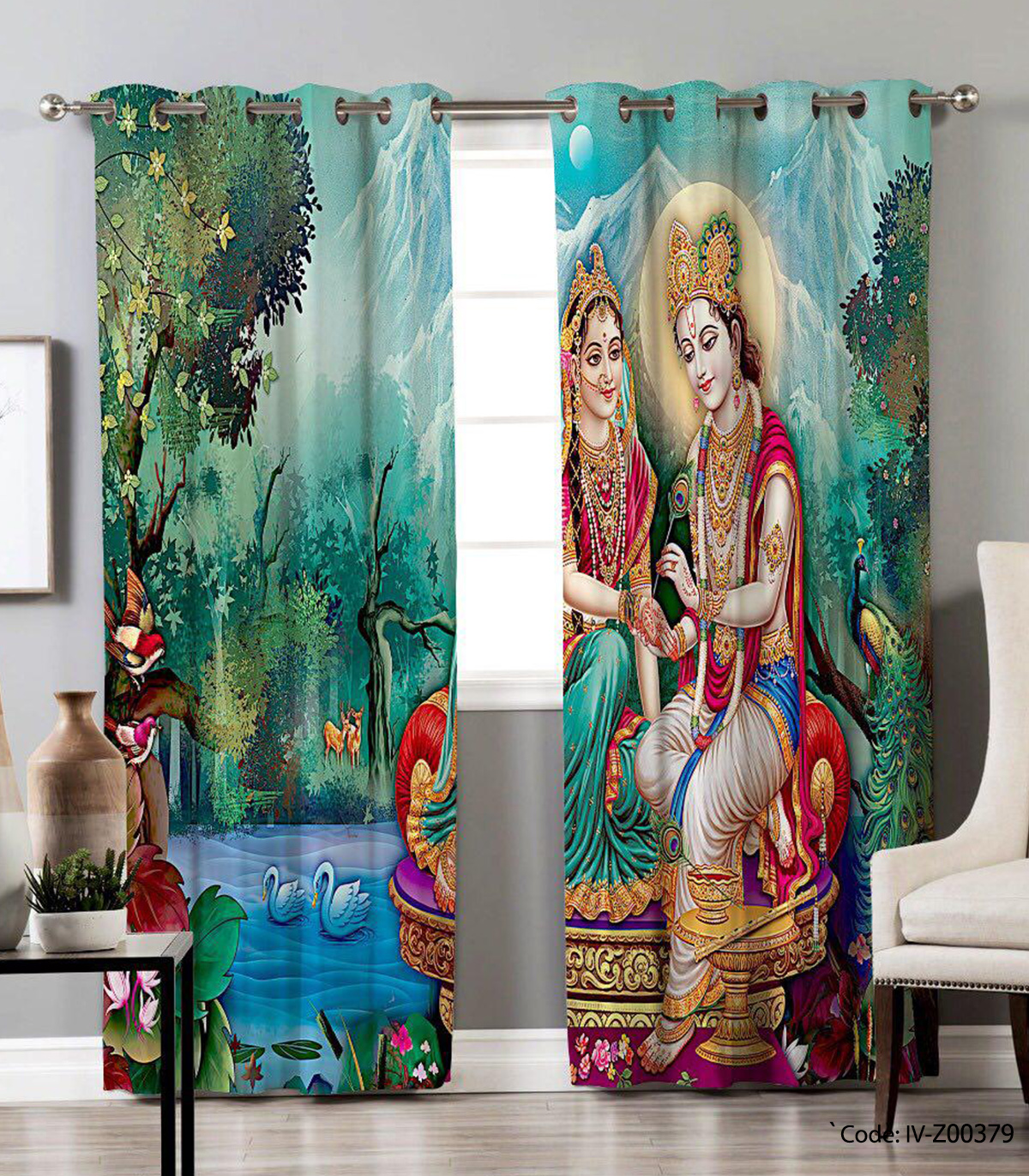 پرده پانچی 2 تکه اتاق خواب مدل برکه