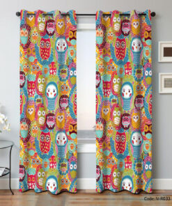 پرده پانچی 2 تکه اتاق کودک مدل OWL