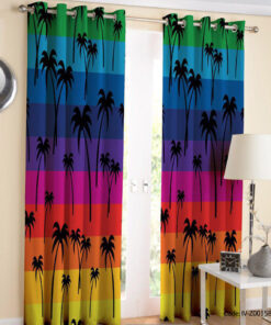 پرده پانچی دو تکه اتاق خواب مدل نخل