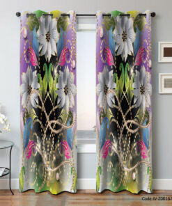 پرده پانچی 2 تکه اتاق خواب مدل FLOWER