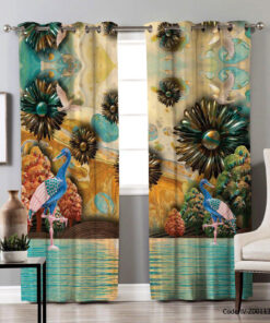 پرده دو تکه پانچی اتاق خواب مدل پرنده