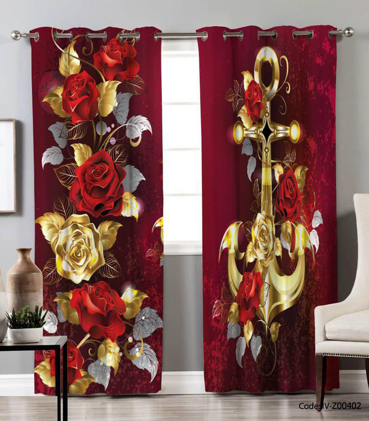 پرده پانچی اتاق پذیرایی طرح کلاسیک