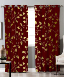 پرده 2 تکه پانچی اتاق پذیرایی طرح پیچک طلایی