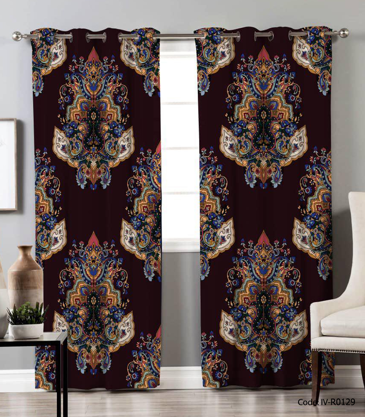 پرده پانچی اتاق پذیرایی طرح زیویه