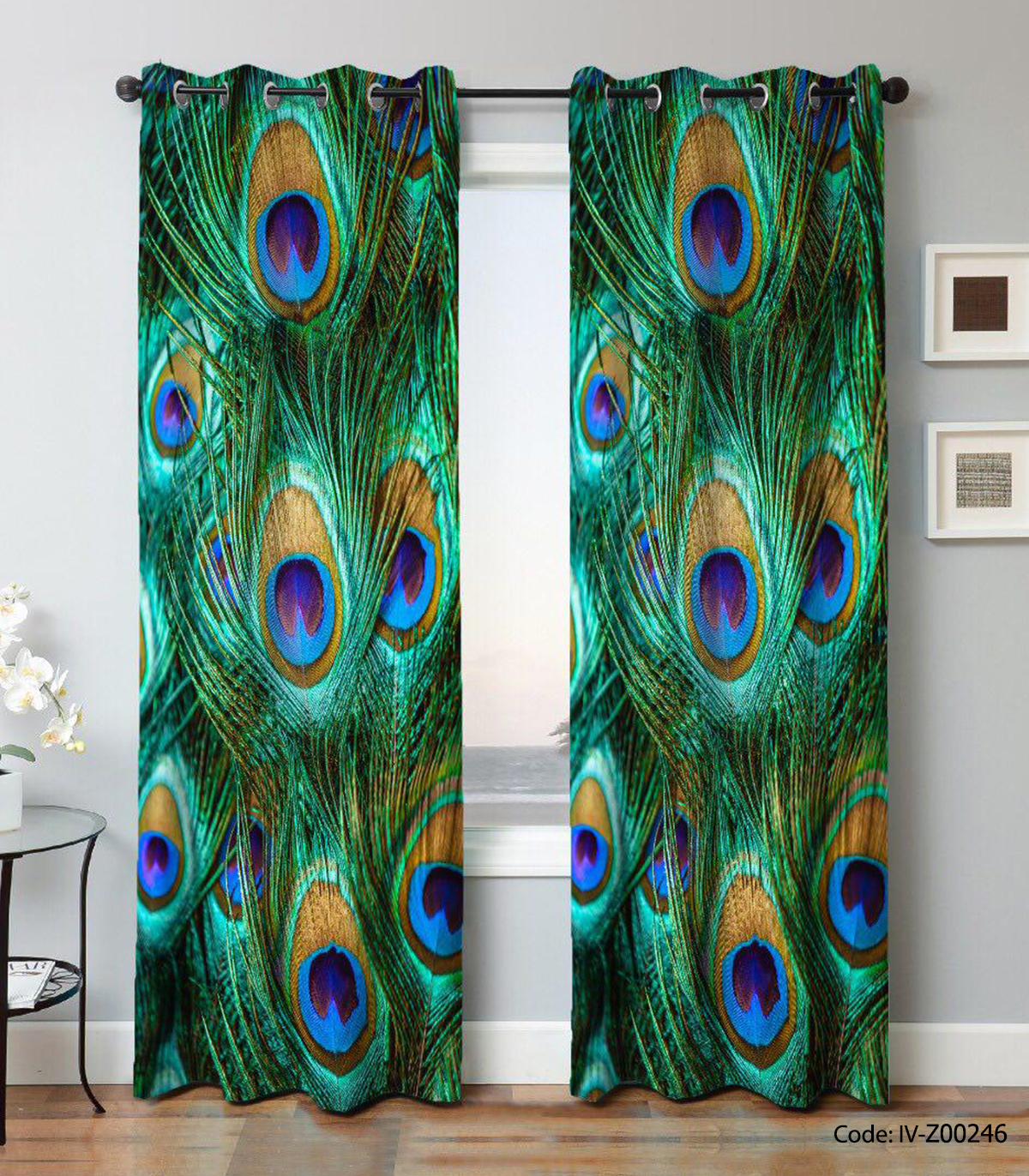 پرده پانچی اتاق خواب و پذیرایی طرح طاووس