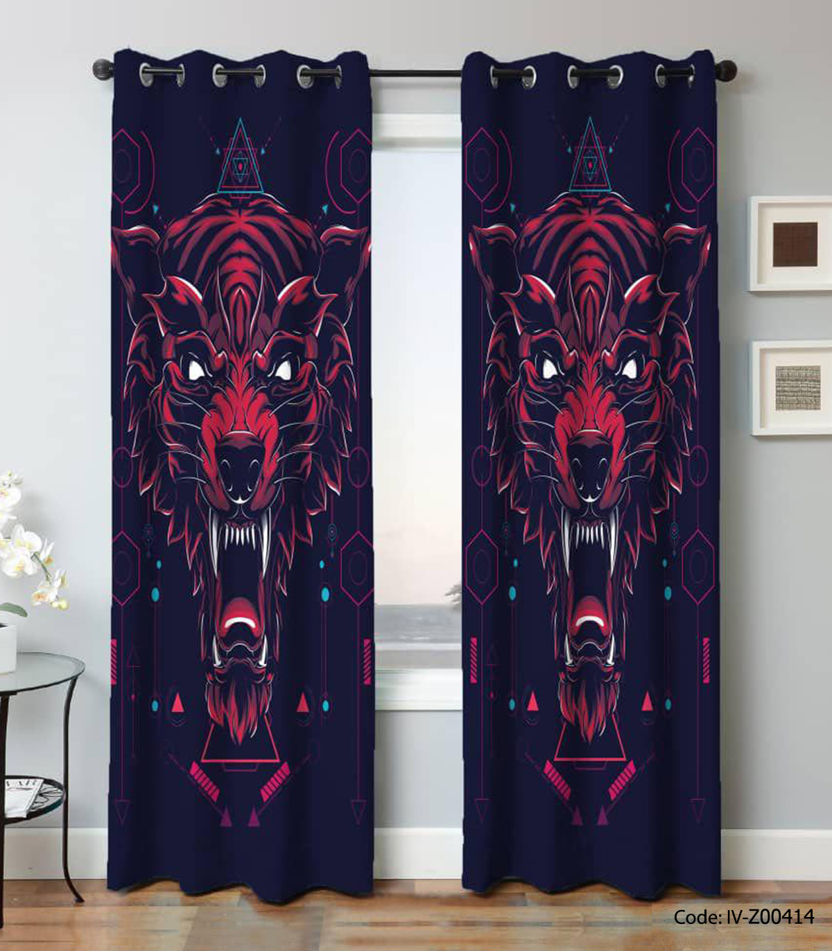 پرده پانچی دو تکه طرح وحشت