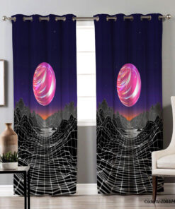 پرده پانچی دو تکه اتاق خواب طرح ماه