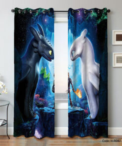 پرده پانچی اتاق کودک طرح مربی اژدها