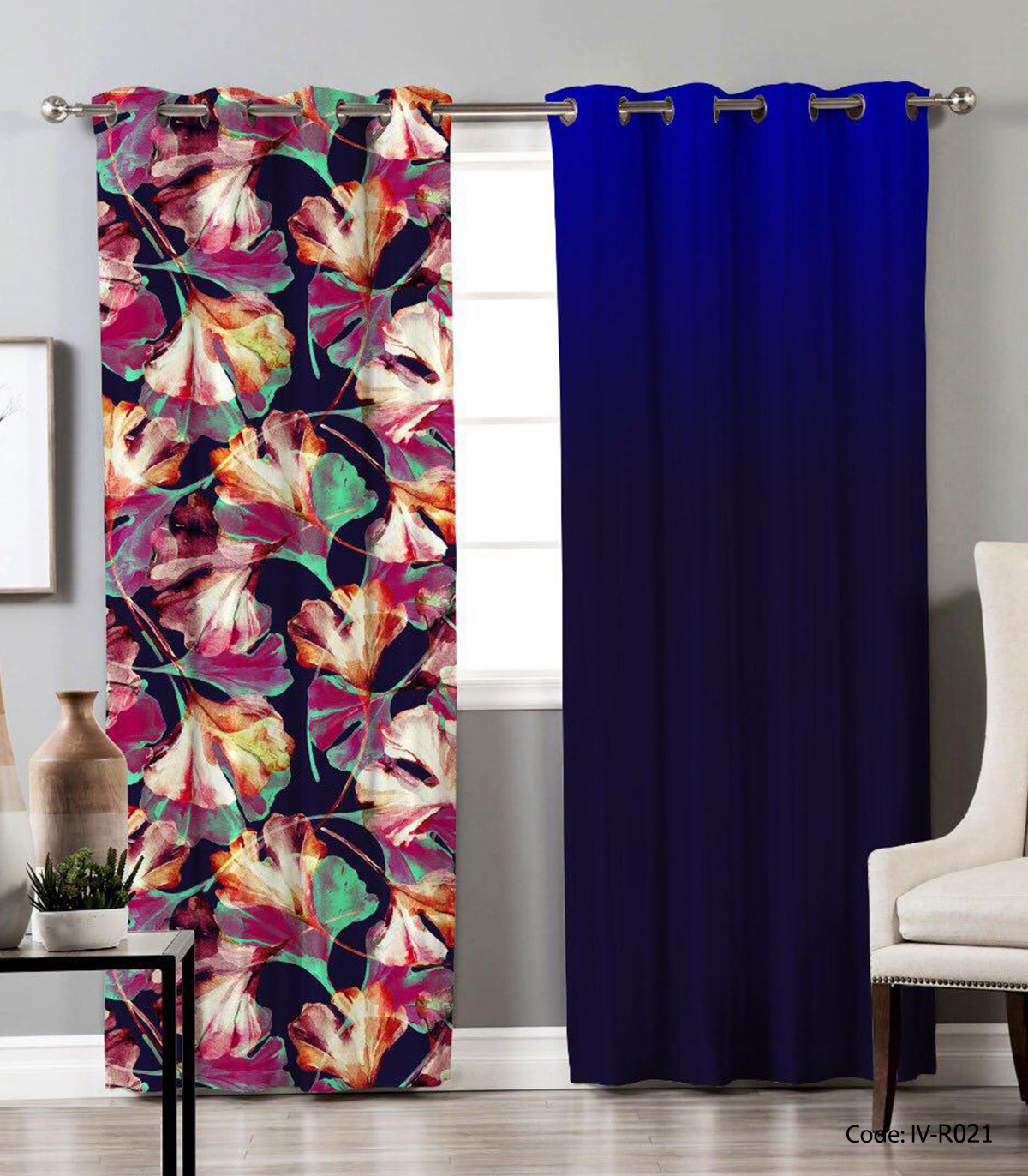 پرده پانچی اتاق پذیرایی طرح باسمنج