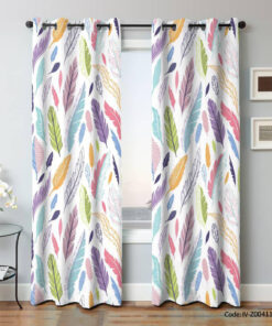 پرده پانچی دو تکه اتاق خواب طرح پر