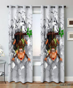 پرده پانچی اتاق کودک طرح MONKEY