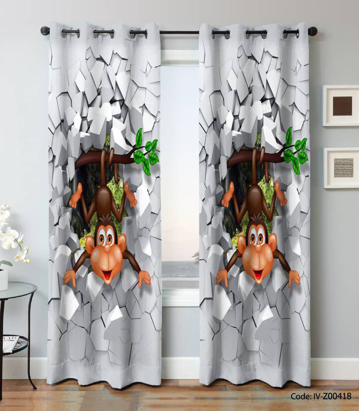 پرده پانچی اتاق کودک طرح MONKEY