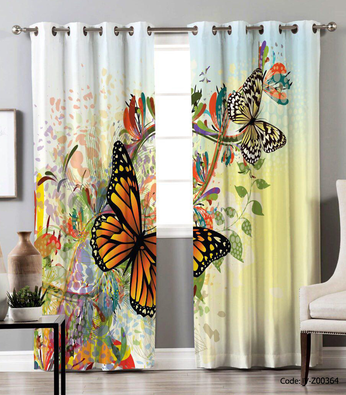 پرده دو تکه  پانچی مدل GARDEN