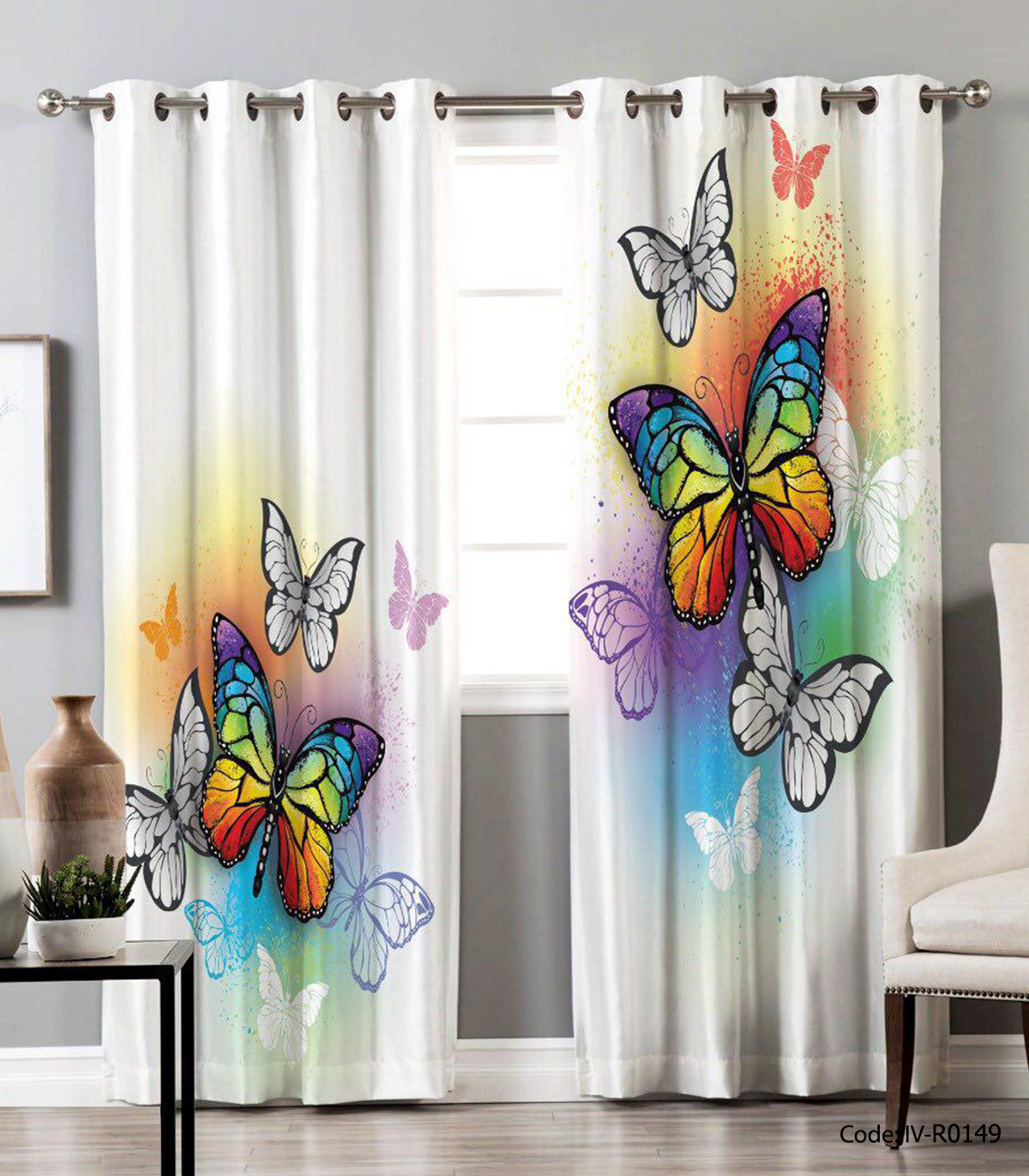 پرده دو تکه پانچی اتاق خواب مدل 0149