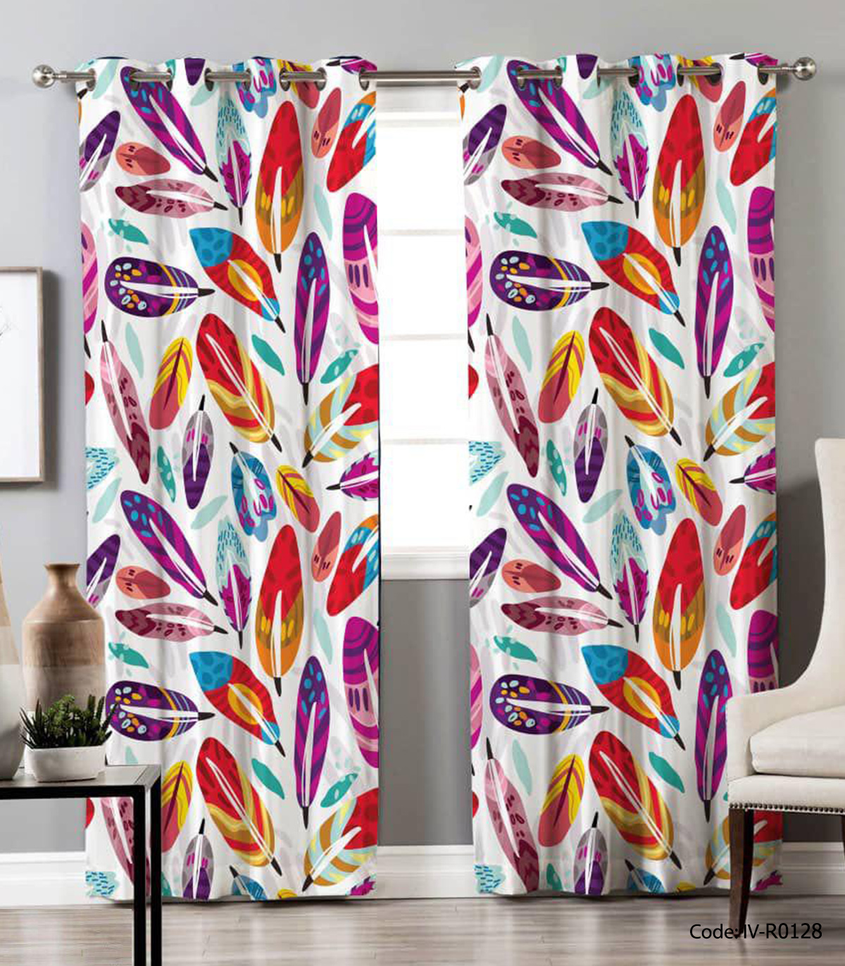 پرده پانچی اتاق خواب مدل پر رنگی