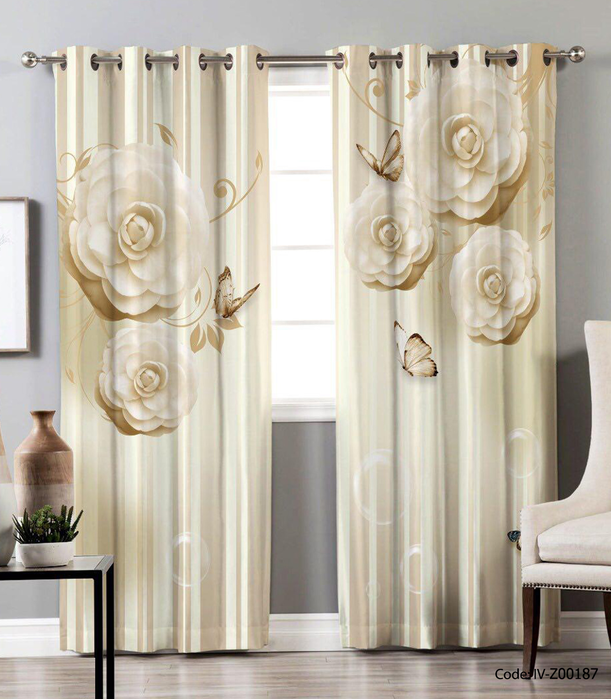 پرده پانچی دو تکه پذیرایی مدل پارسه