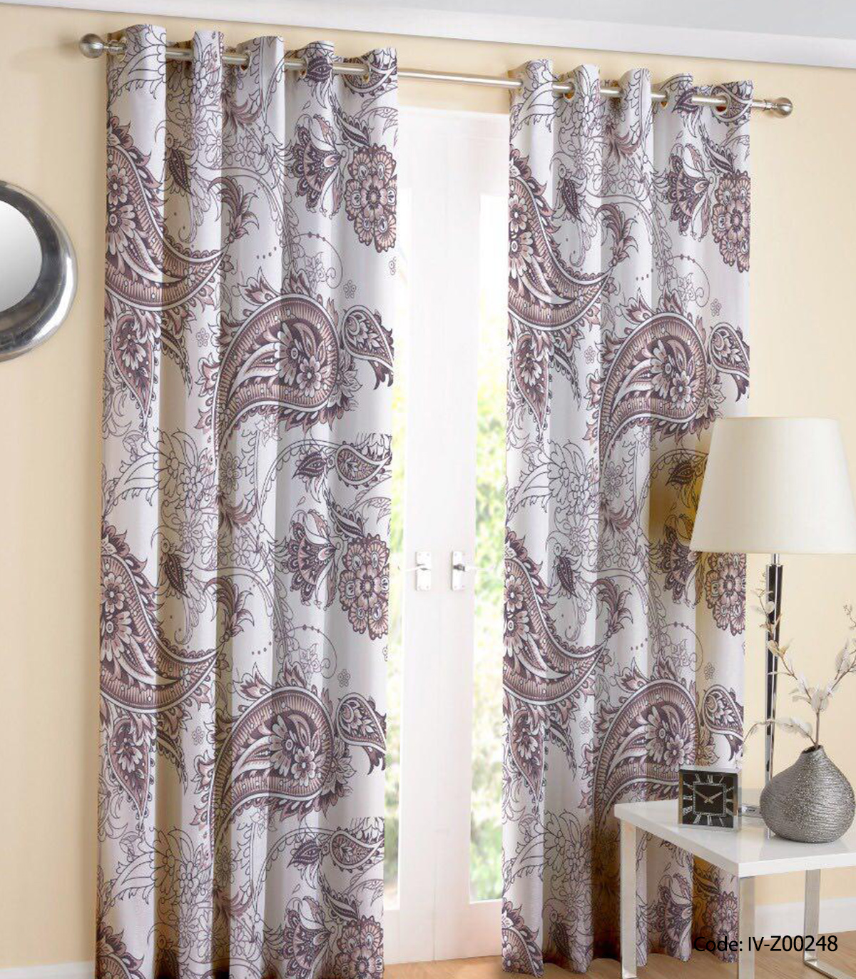 پرده پانچی پذیرایی مدل گل ترمه