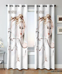 پرده پانچی دو تکه آرایشگاه مدل HAIR